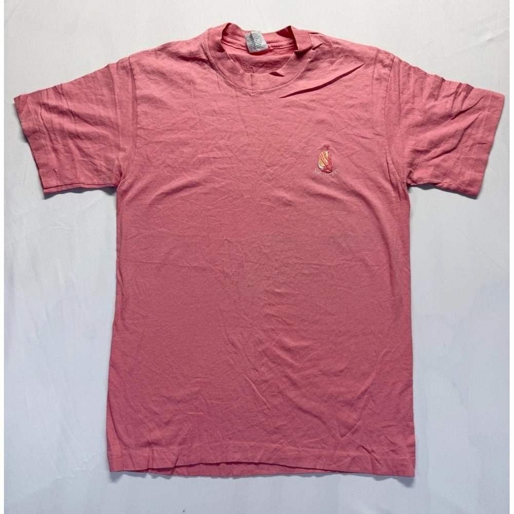 Cuffy's of Cape‎ Cod T Shirt Mens Medium Pink Embroidered Nantucket Logo Casual